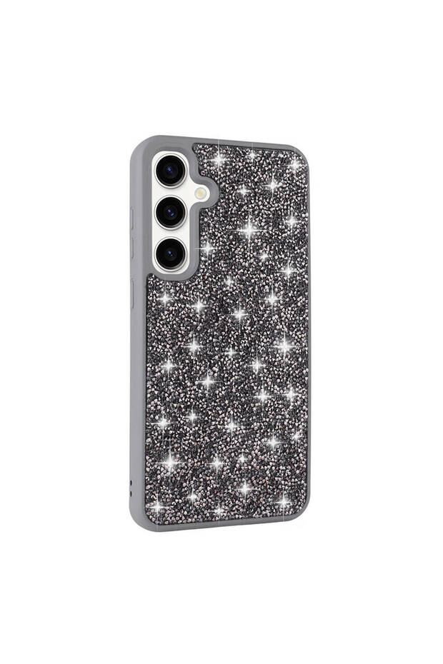 Galaxy S24 Case Glittery Diamond Stone Camera Raised Silicone Tkng