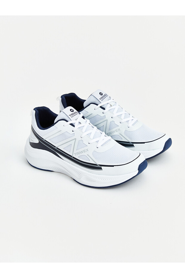 White Mesh Detailed Thick Soled Men's Sports Shoes