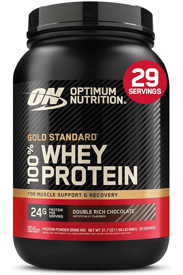(ON) Gold Standard 100% Whey Protein Powder Primary Source Isolate, 24 Grams of Protein for Muscle Support and Recovery - Double Rich Chocolate, 2 Lbs, 29 Servings (907 Grams)