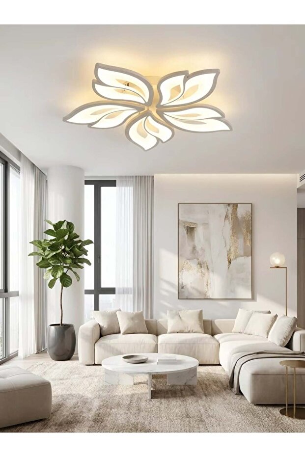SageLiving Modern Petal Design LED Ceiling Light 60W | Dimmable White Acrylic Flush Mount Lamp for Bedroom, Dining Room & Kids Room | 53cm*8cm Decorative Lighting (8–20㎡)