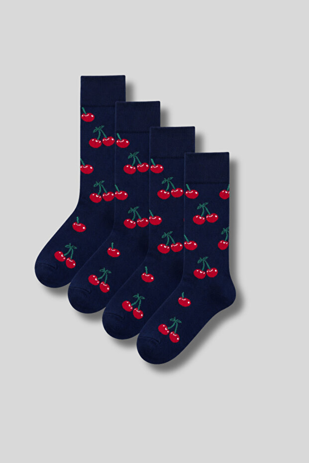 Men's 4-Pack Cotton Cherry Patterned Socks