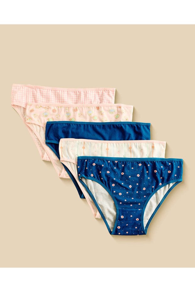 Senior Girls Multicolour Bikini Briefs (Pack Of 5)