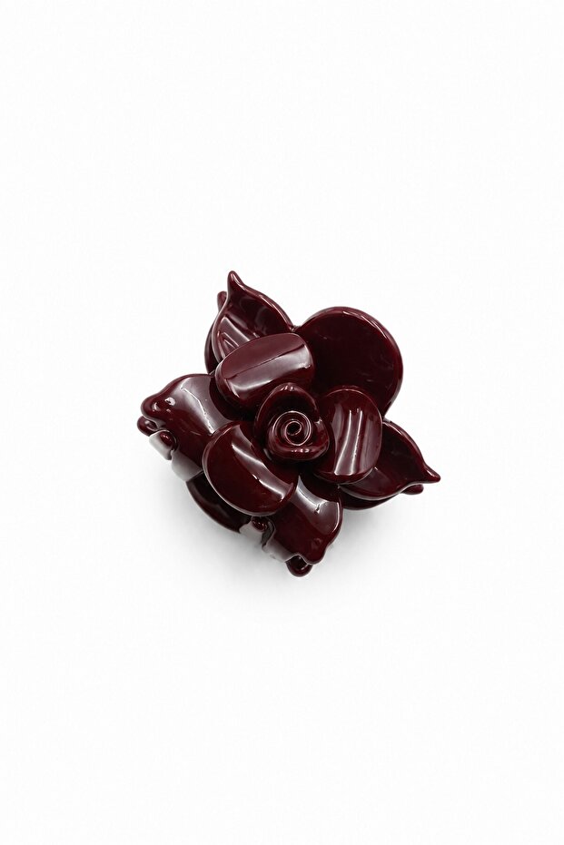 Floral Design Classic Bone Hairpin - Burgundy