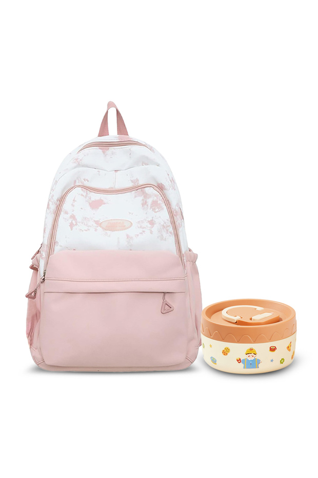2 Piece School Combo Set - Premium Backpack & Cute Mini Food Jar