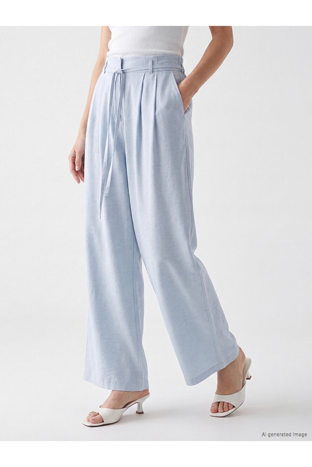 Trendlucky Women's Linen Blend Trousers with Elastic Waist