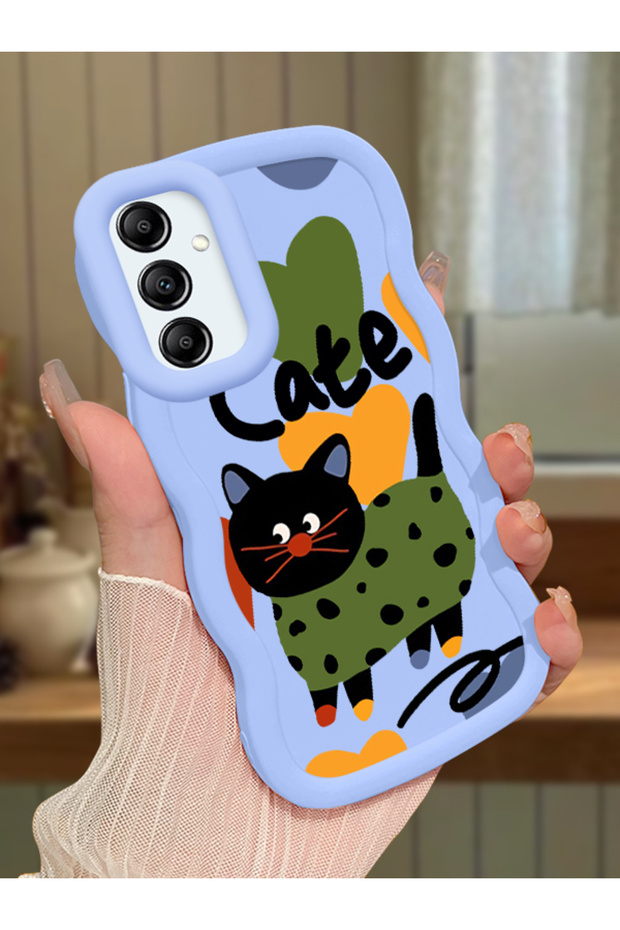Samsung Galaxy A14 5g Compatible Case Camera Protector Blue Silicone Couple Phone Case Cat Pattern