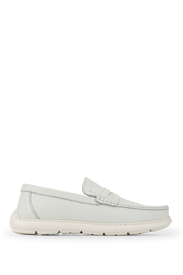 Men's Genuine Leather Off-White Loafer Shoes