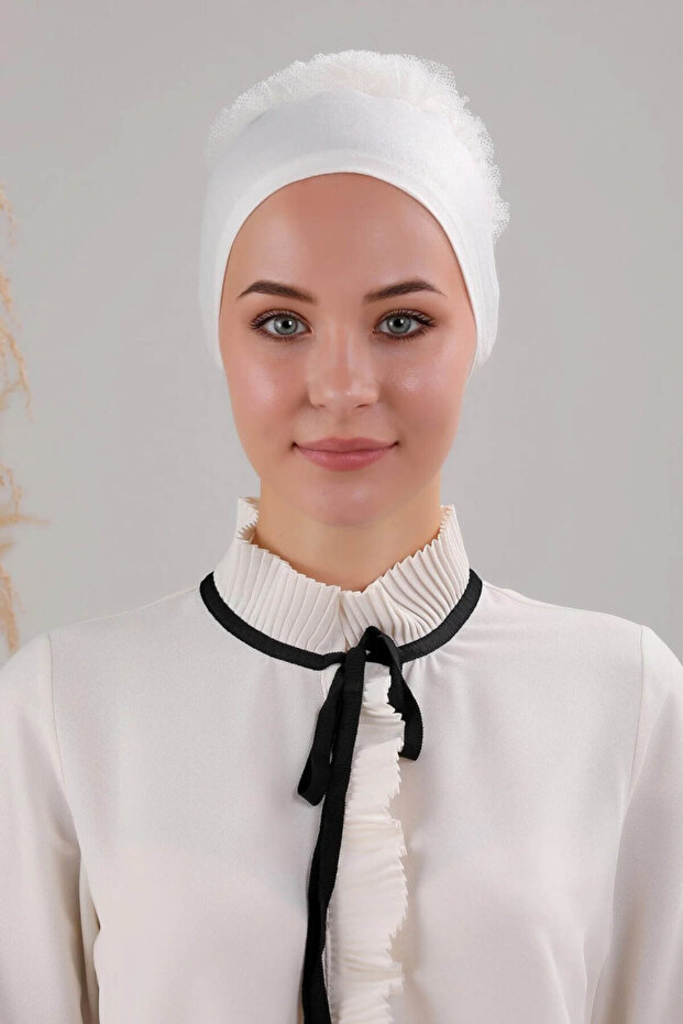شال بونيه مكشكش للحجاب BON23502 - TR