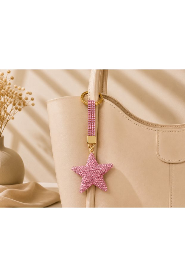 Pink Star Stone Luxury Bag Charm – Red Crystal Bag Charm