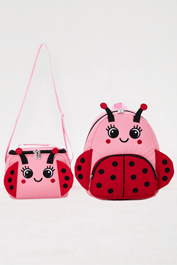 Licensed Ladybug Figured Girls' Nursery Kindergarten Backpack and Thermal Insulated Lunch Set