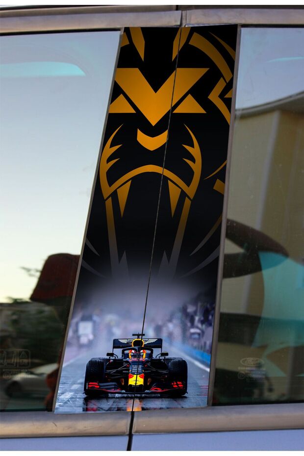 Formula Pisti Racing Car Printed Vehicle Door Post Covering Foil Sticker 2-Piece (Right&Left)