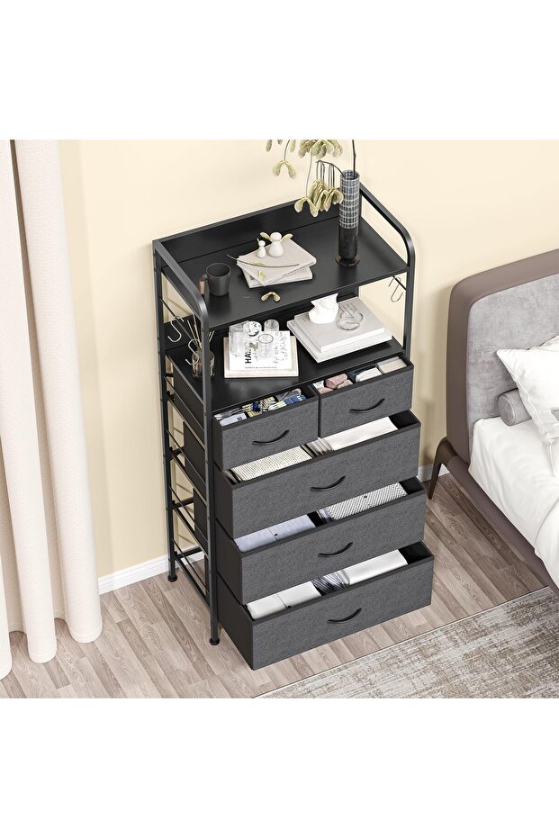 5-Drawer Fabric Dresser, Tall Storage Organizer