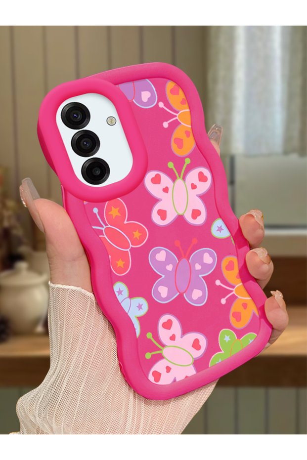 Samsung Galaxy A17 Compatible Case Camera Protector Red Silicone Couple Phone Case Butterfly Pattern