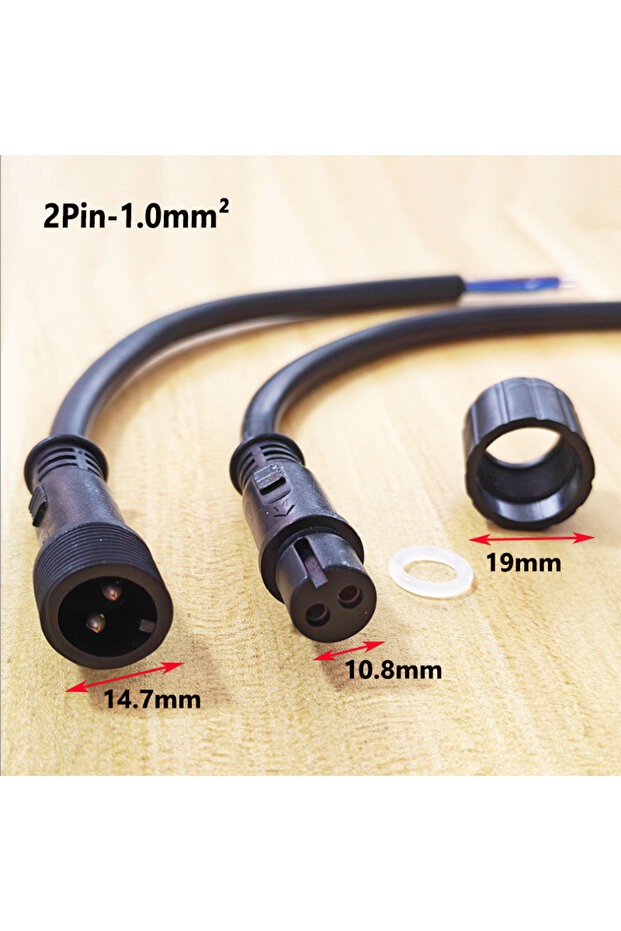 C-2Pin-1.0mm2 Waterproof Wire Connector 2/3/4/5/6Pin Plug Socket with 0.5-1.5mm² Cable Rated Electri