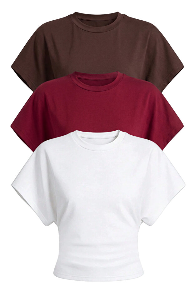 Women's Bat Sleeve Blouse Cotton 3-Piece Blouse