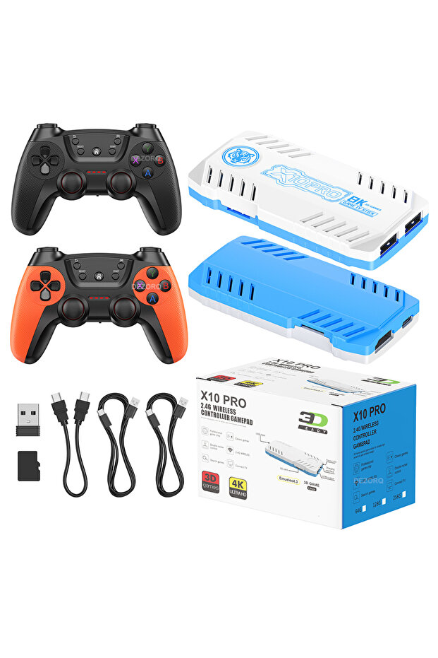 128G 50k X10 Pro Game Stick Rechargerable Wireless Controller HD Home Video Game Console Emuelec 4.