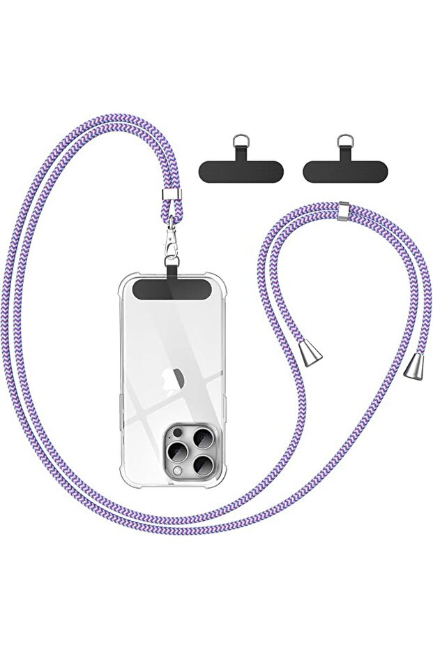 Phone Lanyard, 1.6m Adjustable Universal Phone Strap Crossbody with 2 Durable Patches,