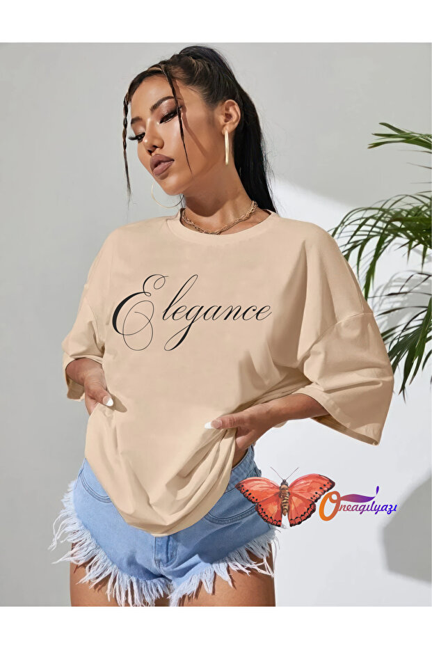 Elegance Design Printed Oversize Combed Cotton T-Shirt