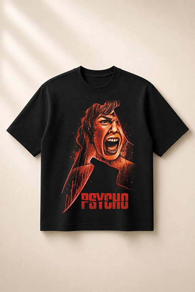 Psycho Printed Oversize Boxy Cut Unisex 100% Cotton Tshirt (190 Gsm)