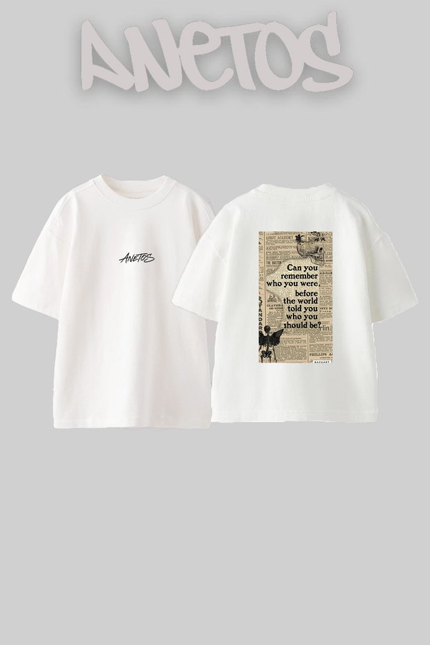 Skull Winged Skeleton Design Back Printed Cotton White Oversize T-Shirt
