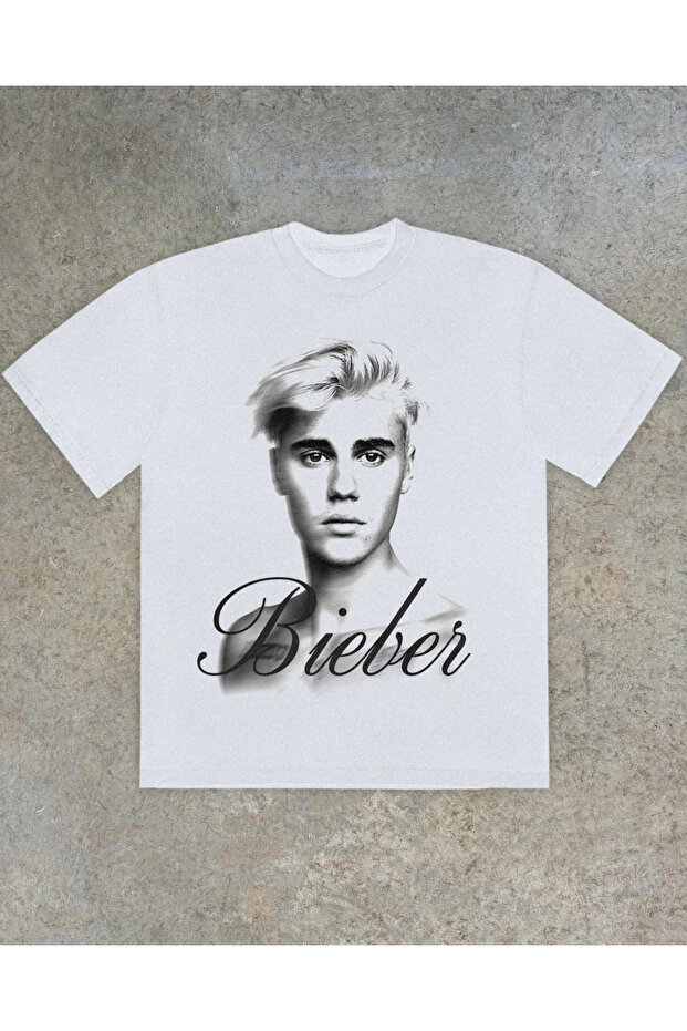 Justin Bieber Portrait Printed Unisex Oversize T-Shirt