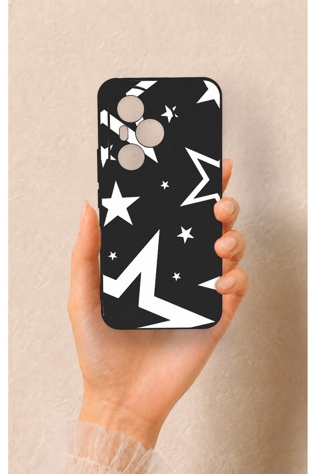 Honor 400 Pro Compatible Black Mega Star Patterned Silicone Case