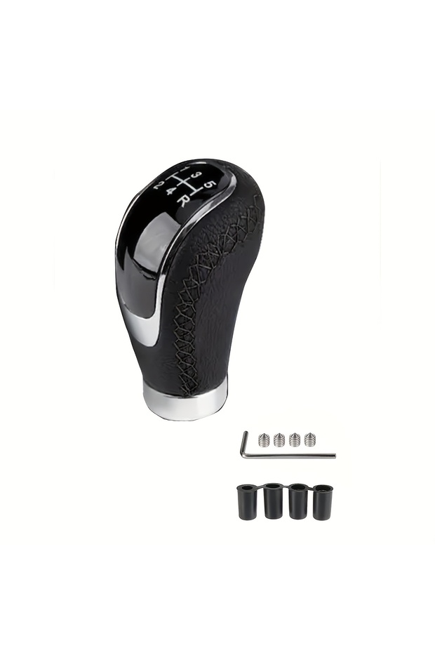 black Universal 5 Speed Gear Shift Knob Shifter Lever Handle Stick PU Leather Auto Accessories For A