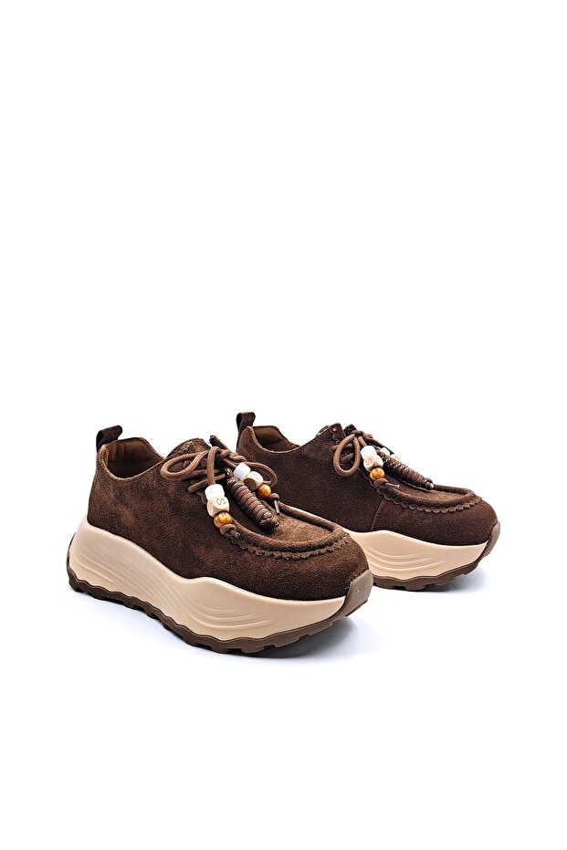 Genuine Suede Leather 5 cm High Sole Brown Native Casual Shoes