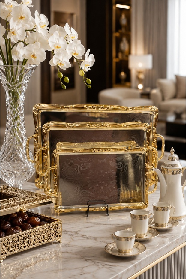 Silverware Set with Silver Pattern and Gold Handles (3 Pieces)