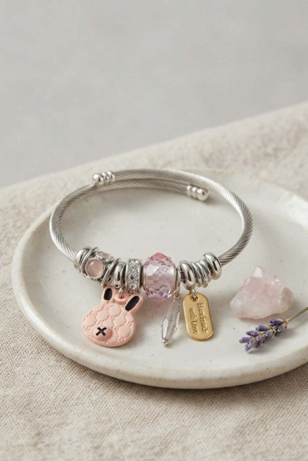 Pink Lucky Rabbit Charm Bracelet