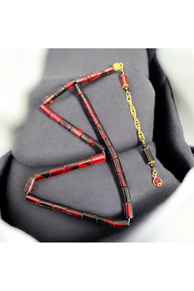 Cut-Out Model Fire Amber Bronze Tasseled Prayer Beads