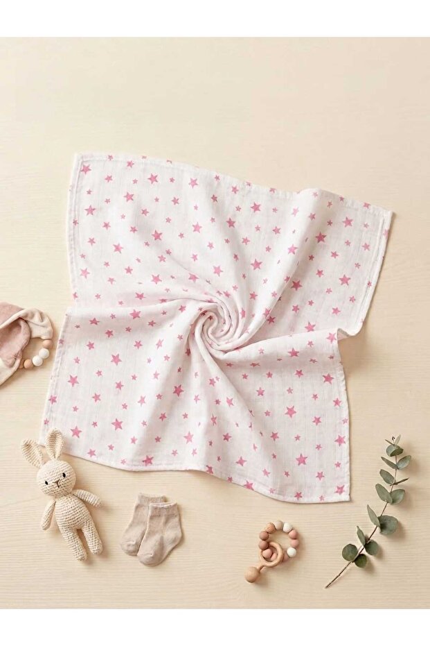 Pink Star Baby Muslin Blanket - 80X90 cm