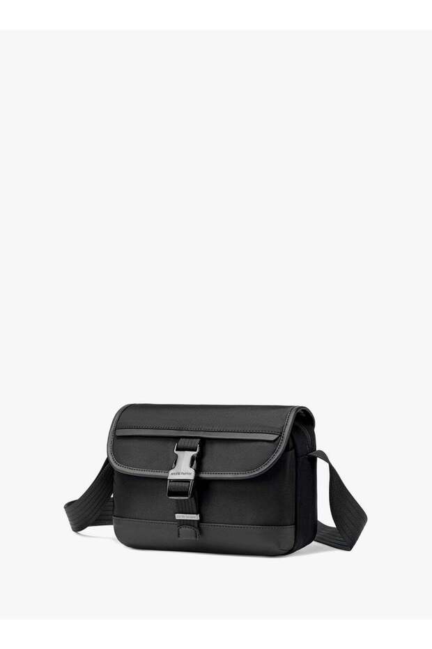 unisex small shoulder bag durable water-resistant compact sling bag with multiple compartments for casual/ daily/ travel, kb00828, black