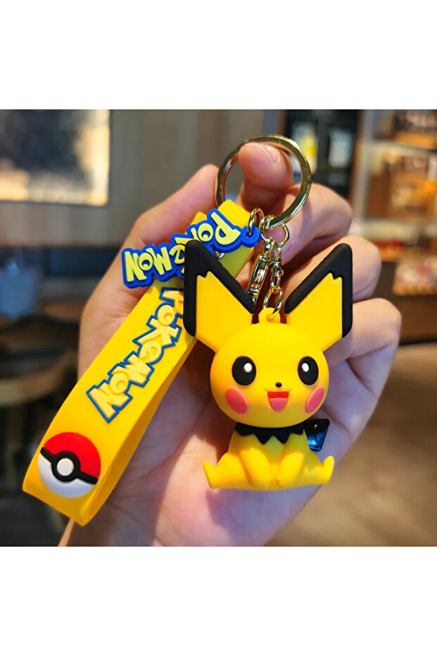 B Pokemon Keychain Pikachu Key Ring Snorlax Eevee Car Charm Backpack Pendant Fashion Accessory Cute.