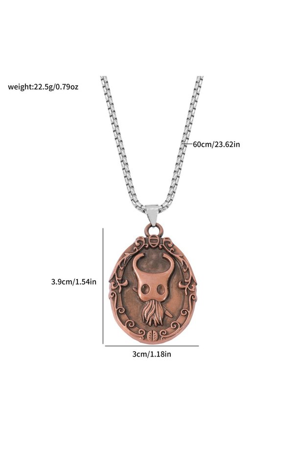 XL3451 Retro Gothic Hollow Knight Silksong Pendant Necklace Hip-Hop Fitness Outfit Accessory Game Fa