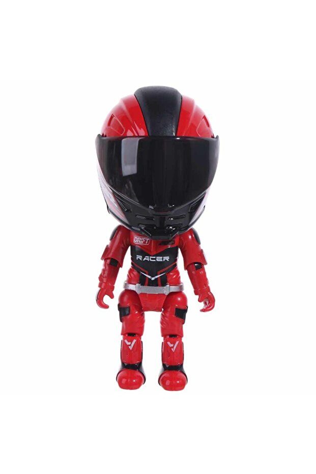 Red Deformation Helmet Simulated Motorcycle Rider Doll Action Figure Movable Limbs Transform Motorcy
