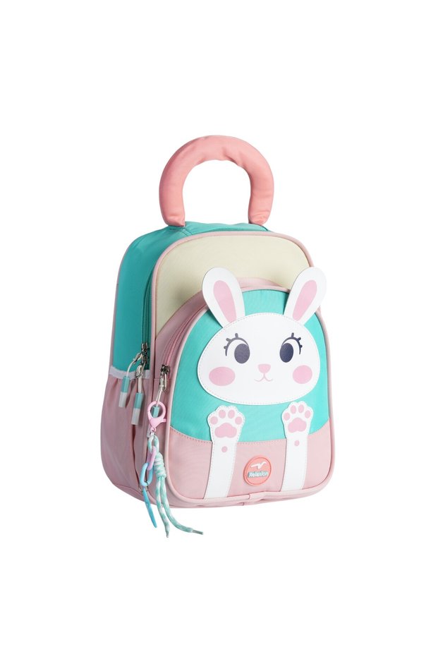 Relaxion 1704 Pink Water Green Girl's Kindergarten Nursery School Backpack with Teddy Bear Figure