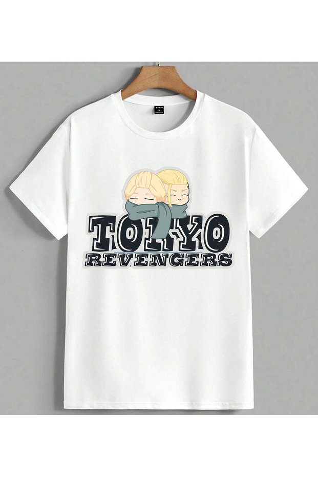 Tosii Revengers Anime Girl Yellow Printed Unisex Oversize T-Shirt White