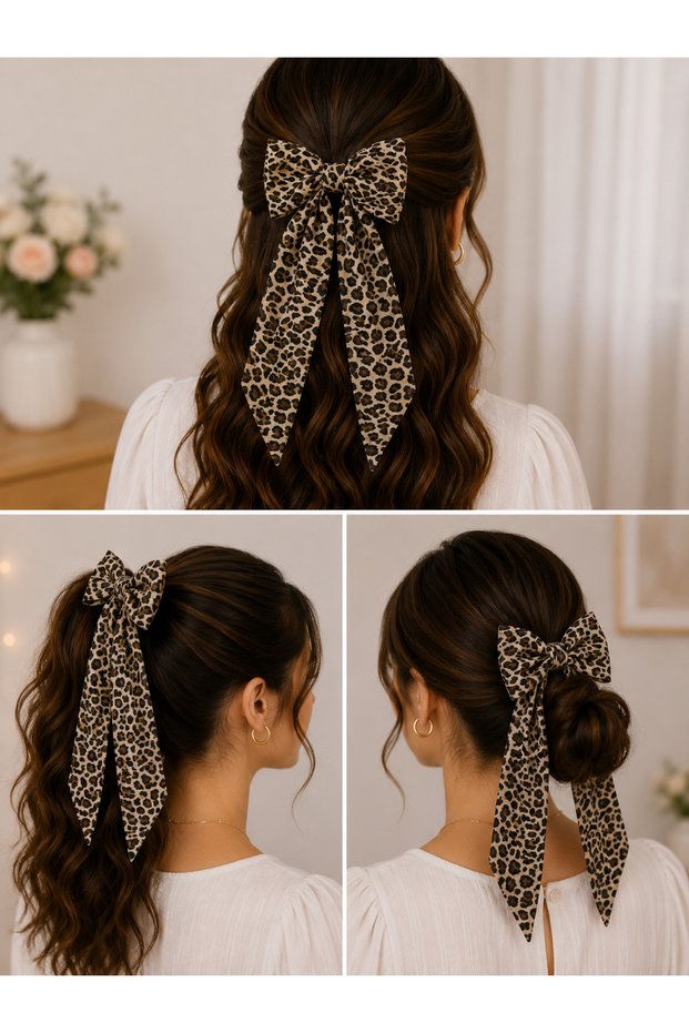 Long Tail Bow Hair Clip – Chiffon Fabric Tie-Back Hair Clip