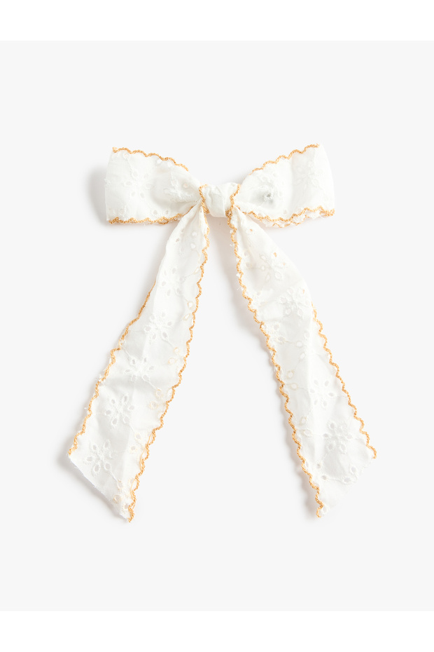 Lace Embroidered Bow Hair Clip