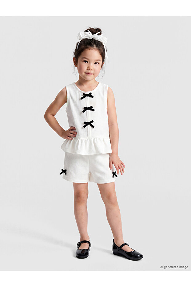 Lcw Kids White Bowknot Girls' Set