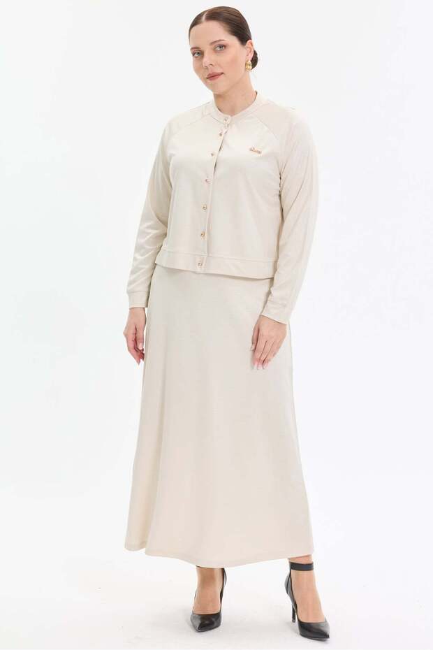 Solaris Fabric Button Detailed Women's Skirt Suit