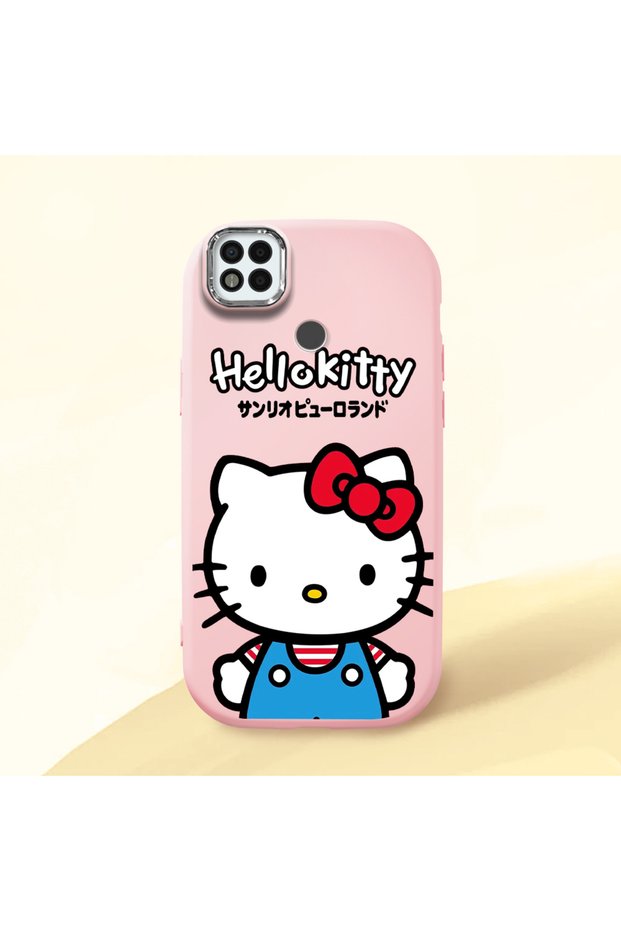 Poco C31 Compatible Case Camera Protector Pink Silicone Couple Phone Case with Kitty Pattern