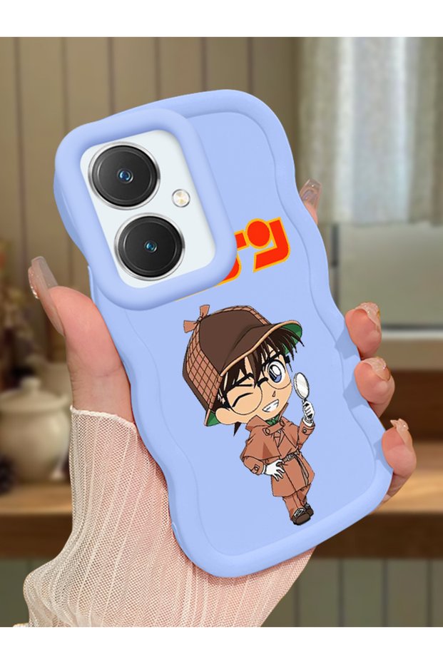 Vivo Y27 Compatible Case Camera Protective Blue Silicone Couple Phone Case Conan Pattern