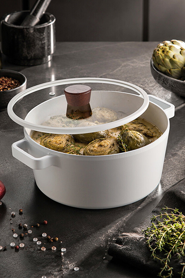 Fika Ceramic Coated Induction Cookware 24 cm - White