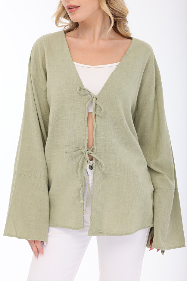 Women's Linen Kimono – Oversized Comfortable Fit Summer Long Sleeve Kimono