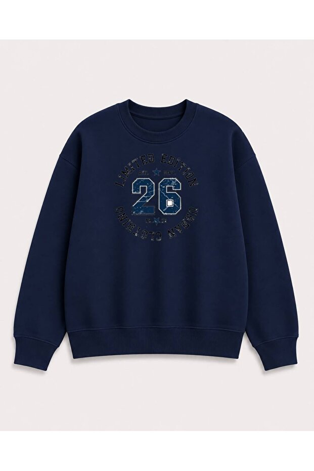 Limited Edition Text Printed 2 Thread Threaded Crew Neck Sweatshirt