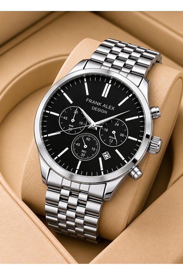 Special for Groom and Suit 2 Years Warranty Steel Cord Men's Wristwatch Vs.Blkt.1147
