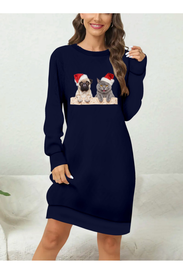 Women's long sleeve crew neck patterned viscose two-thread blouse