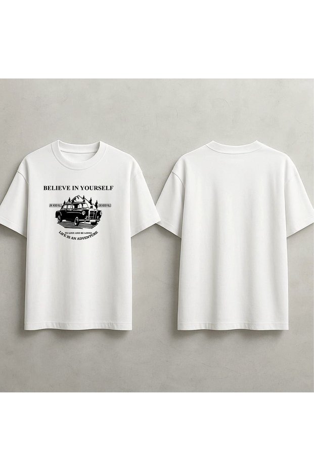 Believe in Yourself Printed Oversized T-Shirt